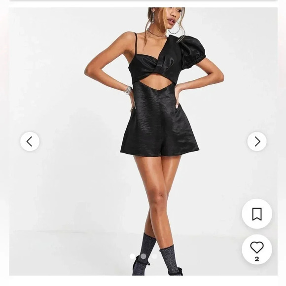 Top Shop one shoulder romper in black NWT size 2 womens - Picture 1 of 12